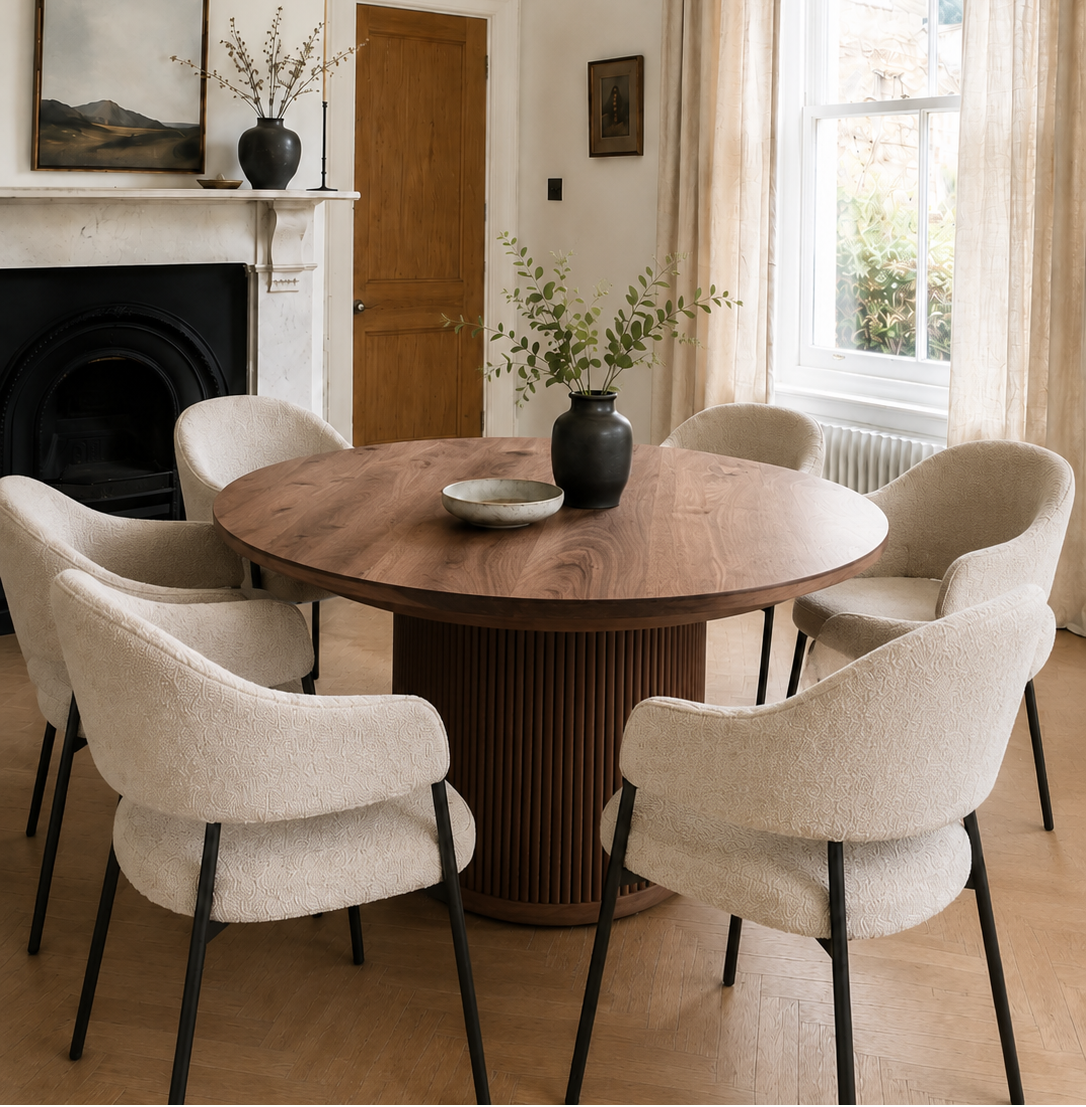Chiara Uitschuifbare Walnuten Ronde Eettafel in Chocoladetint 