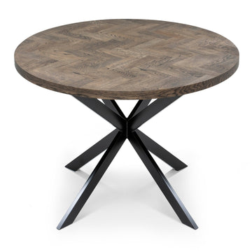 Astrid Uitschuifbare Ronde Herringbone Eettafel Uitschuifbaar in Charcoal door S10Home