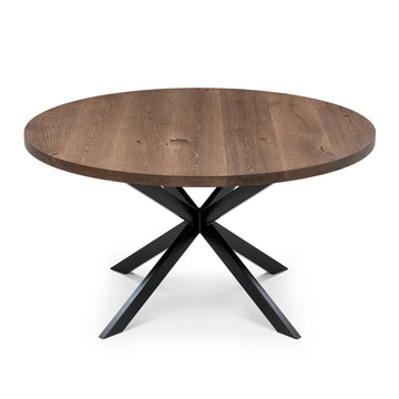 Table de salle à manger ronde extensible Beatrice en chêne chocolat | S10Home